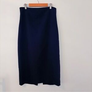 Zara Dark Navy Pencil Midi Skirt w Zipper Detail - M